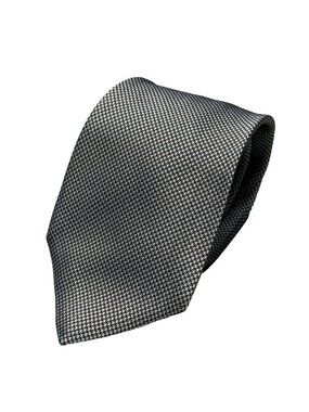 Valentino Tie 100% Silk Made in Italy Woven Silver Houndstooth 3.5"